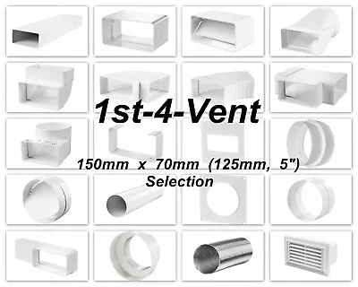 £9.98 • Buy 150mm X 70mm Flat Channel Rectangular Plastic Ducting Extractor Fan Bath Kitchen