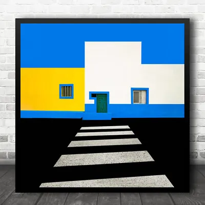 £45.95 • Buy Architecture Abstract Buildings Yellow Blue Minimal Graphic Square Print