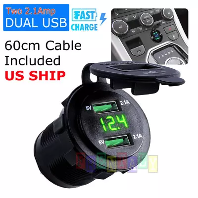 4.2A Dual USB Car Charger 2 Port LED Voltmeter 12-24V Cigarette Socket Lighter • $9.75