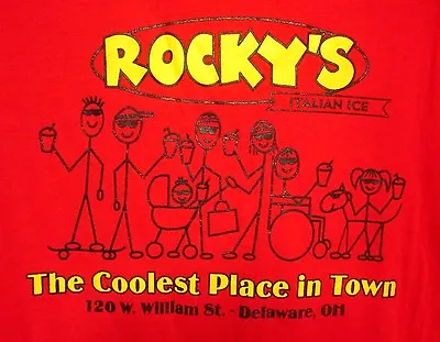 ROCKY'S Defunct Gourmet Italian Ice T Shirt Delaware XL Tee Ohio Gelatos • $21