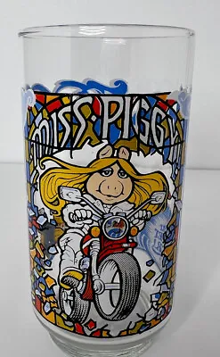 Vintage Miss Piggy Muppet Capers McDonalds Beverage Glass Motorcycle 1981 • $8.80