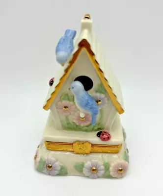 Lenox Trinket Treasure Box Bird House Garden W/ Ladybug Charm • $25