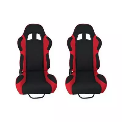 2 Pcs High Quality Black Nylon Black / Red Cloth Racing Seats Universal • $274.83