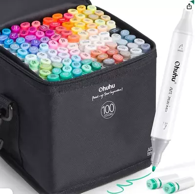 100 Colors Art Markers SetDual Tips Coloring Marker Pens Fine Chisel Tip Gifts • $99.99