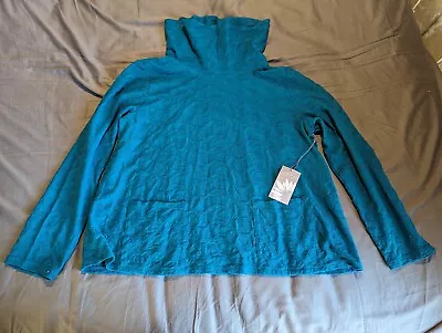 NWT Habitat Waterfall Knit Cowl Pullover Top Teal Size L • $29.99