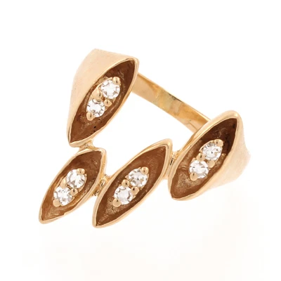 $450.49 • Buy Diamond V Shape Statement Ring 14K Yellow Gold 0.20 CTW Estate Size 6.75