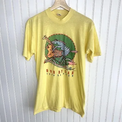 Vintage 1978 Bob Dylan Yellow Graphic T-Shirt Tee US Tour 70s Adult XL (fits M) • $200