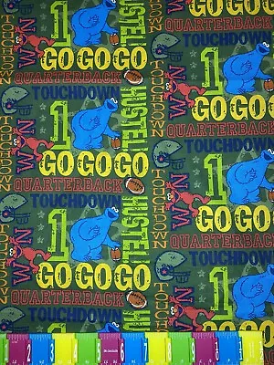 1/2 Yard Sesame Street Elmo Cookie Monster Football Cotton Fabric • $1.99