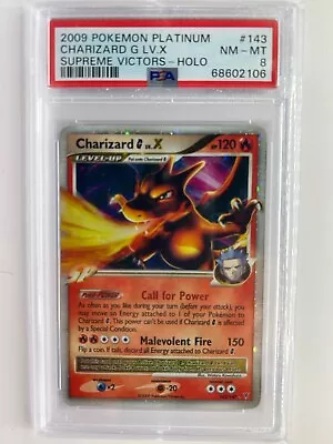 PSA 8 2009 Pokemon Platinum Supreme Victors Charizard G Lv. X 143/147 NM-MT • $170