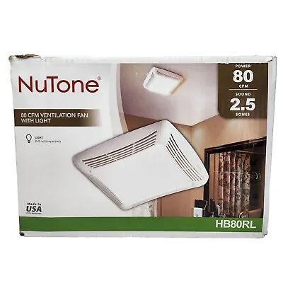 NuTone 80 CFM Bathroom Exhaust Fan With Light Ceiling Mounted Model HB80RL • $54.99