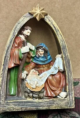 Vintage 1980s Nativity Manger Creche Light Hollow Resin 6  Tall Christmas Decor • $10.95