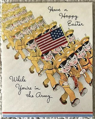 Unused Easter Patriotic WW2 WWII Army Flag Military Vintage Greeting Card 1940s • $7.10