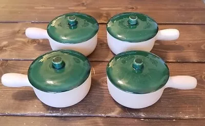 Solana Ware Soup Crock Handled Pottery Bowls Set Of 4 W/ Lids  1/2 Pint • $39.99