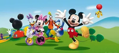 Wall Mural Wallpaper 202x90cm Children's Bedroom Mickey Mouse Friends Panoramic • £26.98