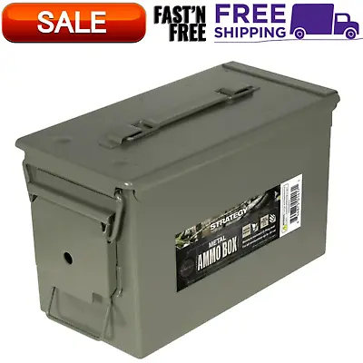 Strategy 50 Caliber Metal Ammo Storage Box 12 In X 6.125 In X 7.25 In OD Green • $18.49