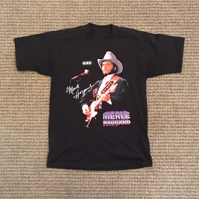 Vintage Signature Cowboy Merle Haggard Shirt Black Men Unisex S-4XL CC692 • $22.79