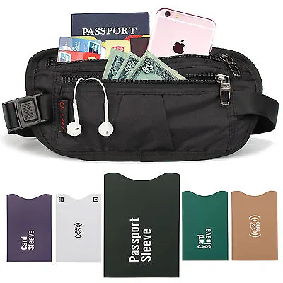 $32.99 • Buy RFID Travel Waist Bum Bag Anti Theft Pouch Belt Passport Holder Safe Strap Sport