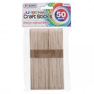50x Natural Jumbo Wooden Lolly Pop Craft Sticks Waxing Modeling Sticks 150x18mm • £2.69