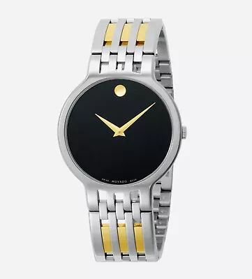 Brand New Movado Men's Esperanza Black Dial Two Tone Slim Watch 0606962 • $499