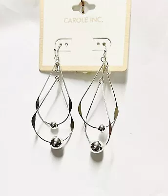 Carole Inc Drop Layered Earrings Silver Tone NWT Dangle  • $5.99