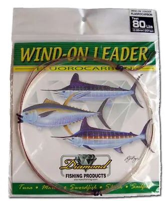 Momoi Diamond Fluorocarbon Wind-On Leader 90lb 25ft Clear White • $32.99