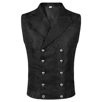 Medieval Retro Gothic Waistcoat Double-breasted Vest Jacquard Halloween Costumes • $35.99