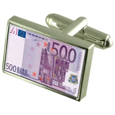 $43.32 • Buy 500 Euro Note Cufflinks Engraved Message Box