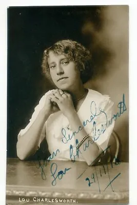 LOU CHARLESWORTH - MUSIC HALL  Theatre INK SIGNED Autograph RHYL 1913 • £8