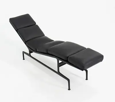 1970s Original Mid-Century Charles Eames Chaise Black Leather With Cushions • $7250
