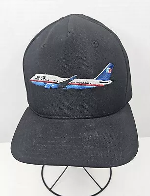 Vintage 90s United Airlines Embroidered SnapBack Hat Cap Black  • $29.99