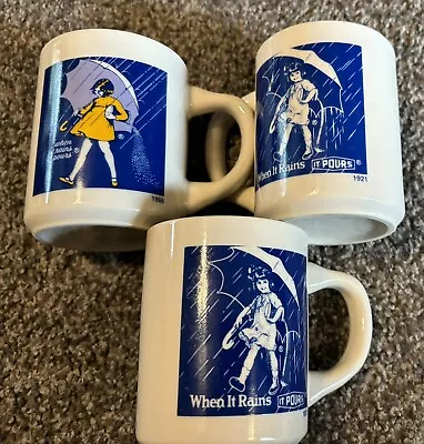 3 Vintage Morton Salt Umbrella Girl Mugs • $21.19