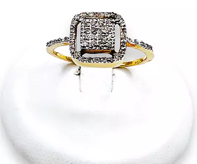 Micro Pave .13 Ct Diamond 10k Yellow Gold Promise Ring Size 6.5 • $314.99