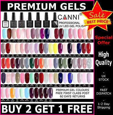 CANNI Nail Gel Polish 7.3ml UV LED Set Colour Professional Varnish Top Base Coat • £4.45