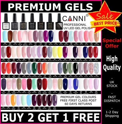 £3.95 • Buy CANNI Nail Gel Polish 7.3ml UV LED Set Colour Varnish Top Base Coat