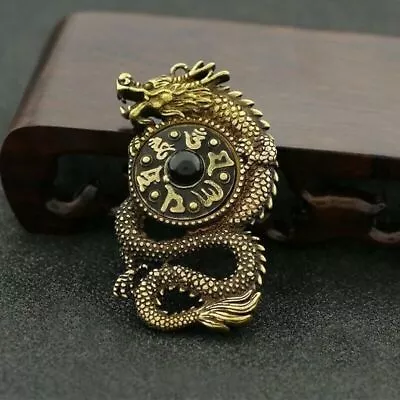 Chinese Handmade Copper Brass Dragon Small Fengshui Statue Pendant • $5.94