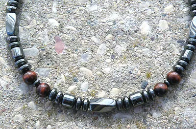 Men's Women's Magnetic Hematite Bracelet Anklet Necklace RED TIGERS EYE CLASP • $34.99