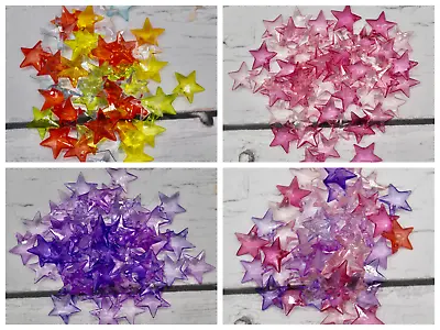 50 Faceted Acrylic Stars Beads 20mm With 2mm Hole Multi Colours  • £3.50