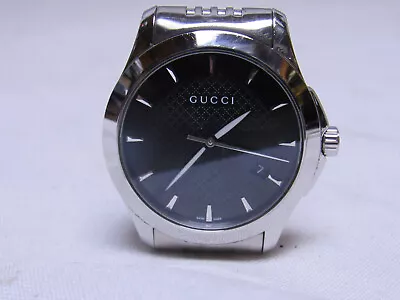 Gucci G Timeless 40mm Black Dial Quartz Watch Date Stainless Steel - 126.4 • $299