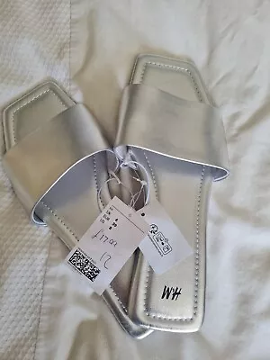 H&M Silver Sliders 6 39 • £5.50