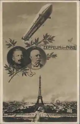 Kaiser Wilhelm Franz Joseph Dirigible Zeppelin Paris Eiffel Tower 1917 Used RPPC • $22.99