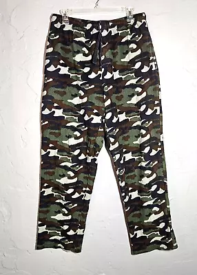 PERRY ELLIS PORTFOLIO Men's Camo Fleece Lounge Pajama Pants Pockets Size Large • $9.99