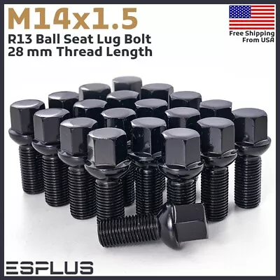 [10PC]M14X1.5 Black Wheel Lug Bolt 28mm Shank Fit Volkswagen Polo CrossFox Vento • $20.49