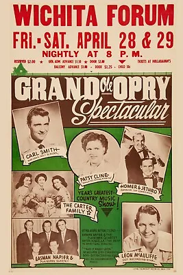 $12.95 • Buy Country Great: Patsy Cline & Others Wichita Forum Concert Poster  1968 12x18