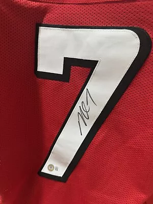 Atlanta Falcons Michael Vick Autographed Pro Style Red Jersey BAS Authenticated • $35