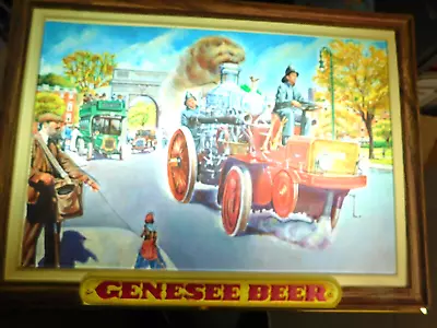 Vintage Genesee Beer Shadow Box Light Up Sign Firefighter Responding A Beauty • $199.99