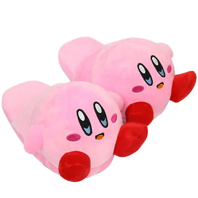 Kirby Slippers Soft Plush Adults Pink Slipper Unisex Home Shoes 1 Pairs 28cm • $34.09