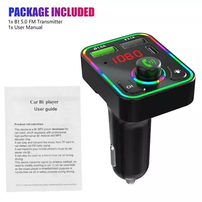 2USB Bluetooth 5.0 Car Wireless FM Transmitter Adapter PD Charger AUX Hands-Free • £5.49