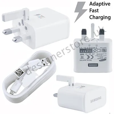 Samsung Galaxy S6 S7 Edge Plus Note 4 Adaptive Fast 2A Mains Charger + USB Cable • £12.49