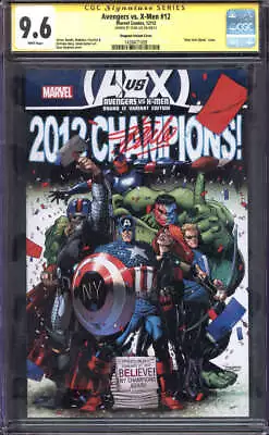 Avengers Vs. X-men #12 Cgc 9.6 White Pages // Ny Giants Cover + Signed Stan Lee • $500