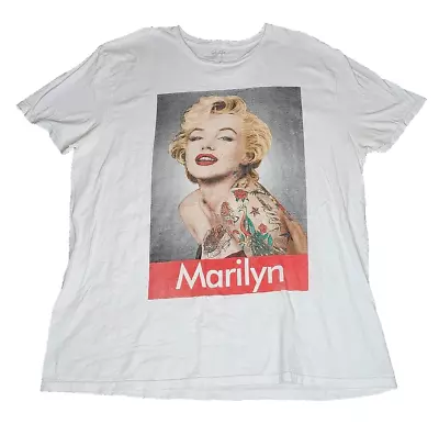 Vintage 90s Marilyn Monroe White Colorful Tattoo Print T-Shirt USA Sz XL • $14.41